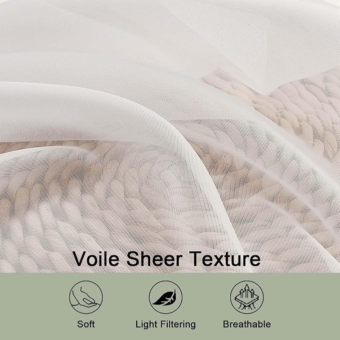 Ivory Sheer Curtains 120 Inches Long 2 Panels Set, Airy Lightweight Sheer Ivory - Image 6