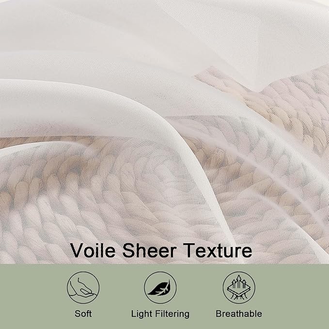 Ivory Sheer Curtains 78 Inches Long 2 Panels Set, Ivory Sheer Curtain - Image 3
