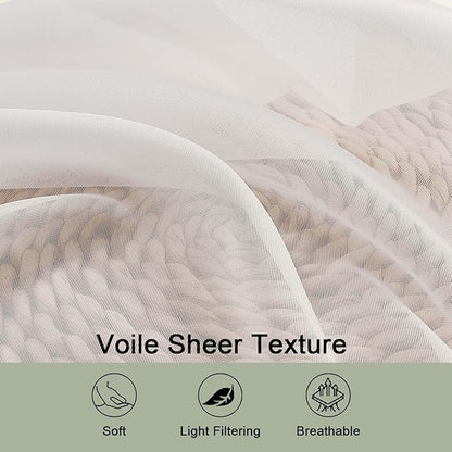 Ivory Sheer Curtains 68 Inch Length 2 Panels Set - Image 4
