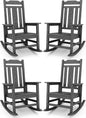 SERWALL Gray Outdoor Rocking Chair Set of 4, All Weather Patio Rocking Chair by SERWALL