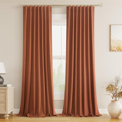 Terracotta 100% Blackout Curtains 90 Inch Length 2 Panels Set Fall Curtains by Guken