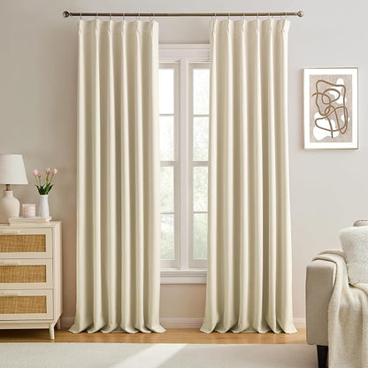 Pinch Pleated Curtains 150 Inches Long, Memory Shape Room Darkening Soundproof by KEQIAOSUOCAI