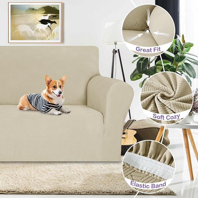 ZNSAYOTX Super Stretch Loveseat Covers, New Striped Love Seat Slipcover - Image 4