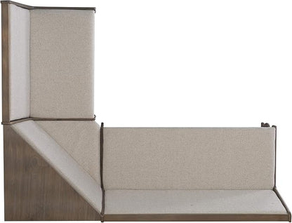 Linon Lucy Natural Wood and Linen Upholstered Corner Nook Kitchen Dining Set - Image 6