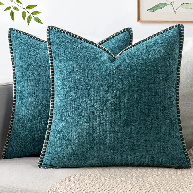 MIULEE Decorative Couch Throw Pillow Covers 20x20 Inch Dark Teal 2 Pack | by MIULEE
