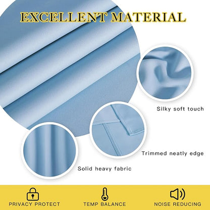 NICETOWN Blue Room Divider Curtains 100 inches Wide Curtains, Grommet Thermal - Image 3