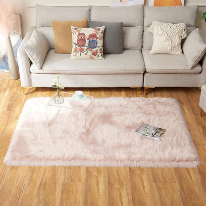 EasyJoy Ultra Soft Fluffy Shaggy Area Rug Faux Fur Rug Chair Cover Seat Pad - Image 4