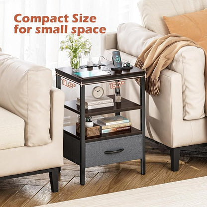 SUPERJARE Nightstand with Charging Station, Bed Side Table with Adjustable - Image 7