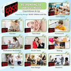 Digital Timer for Kids, 199min 59s Countdown/Up, Rechargeable, Magnetic, 3 Brightness Display, 3 Volume Levels and Vibration, with Sound Alert Function, for Kitchen, Classroom, Study, Fitness
