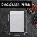 150 Pcs Cold Brew Bags 4x6 inch, No Mess Disposable Cold Brew Coffee Filter Pouches with Drawstring Large Empty Tea Bag for Loose Leaf Tea, Iced Coffee, Herbs, Spice, Home brewing, Hot pot