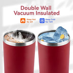 HASLE OUTFITTERS 12 oz Skinny Tumbler, Stainless Steel Insulated Slim Tumbler set bulk with Lid, Reusable Double Wall Travel Coffee Mug, Durable Powder Coated Travel Water Cup(Red,12)