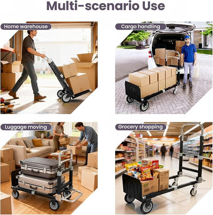 3-in-1 Folding Hand Trucks, 600Lbs Convertible Hand Truck Dolly, Heavy Duty - Image 5