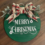 Christmas Stencils for Painting on Wood 12” Christmas Stencils for Crafts Reusable Holiday Doormat Stencil for Porch Hanger Fabrics Decor(Xmas Half RD Stencil 05/18P)