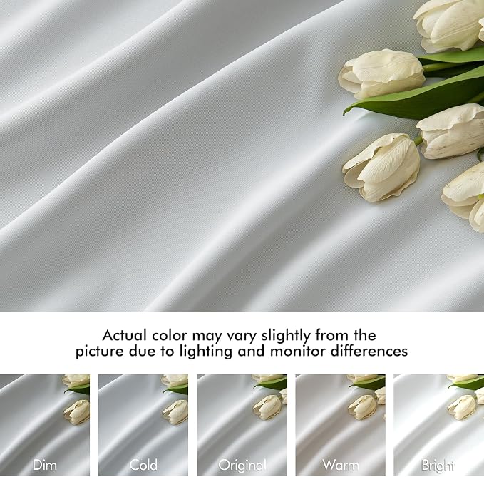 MIULEE Greyish White Back Tab Blackout Curtains 52x90 Inch Long 2 Panels | Rod - Image 8
