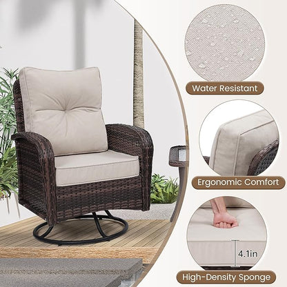 wildformers Luxury Outdoor Swivel Wicker Glider Patio Chairs - Image 6