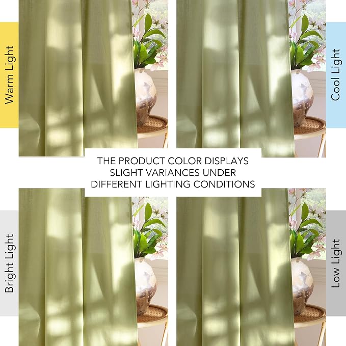 NICETOWN Fresh Green Linen Farmhouse Curtains 96 inches Long, Grommet Thick - Image 7