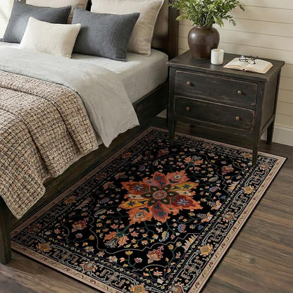 RELEANY Washable Area Rug, Water Repellent, Pet Friendly, Vintage Floral Boho by RELEANY