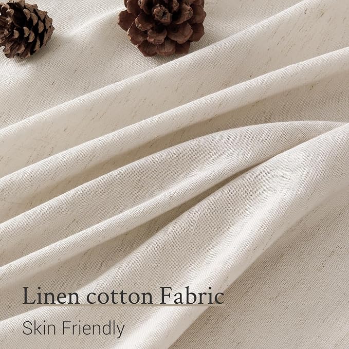 95 Inches Long Pleated Sheer Curtains, Oatmeal Linen Blended Light Filtering - Image 3