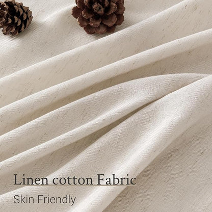 95 Inches Long Pleated Sheer Curtains, Oatmeal Linen Blended Light Filtering - Image 3