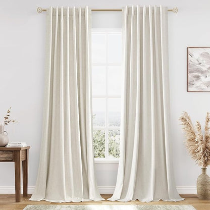 Extra Long 100% Blackout Linen Curtains by Guken