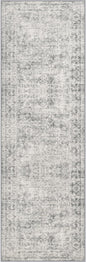 2.6x14 Washable Runner Rug:Modern Abstract Soft Carpet Black Grey | by FXRHLP