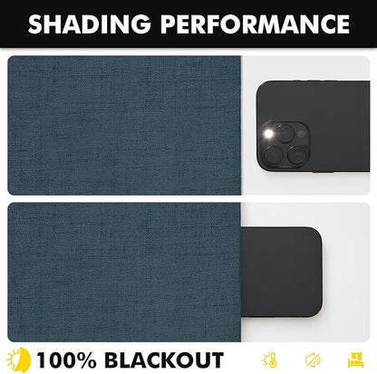 MIULEE 100% Blackout Linen Curtains 42 x 96 Inch Navy Blue 2 Panels | Thermal - Image 7