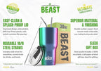 Beast 30 oz Tumbler Stainless Steel Vacuum Insulated Coffee Ice Cup Double Wall Travel Flask (Rainbow)