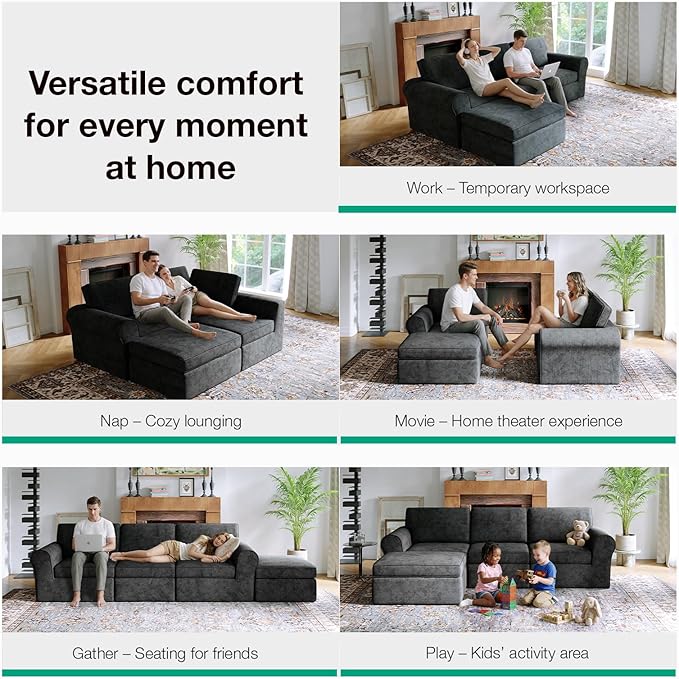 Novilla 138" Modular Sectional Sofa, Modular Sectional Couches - Image 4