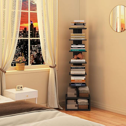 TUTOTAK Narrow Bookshelf, Vertical 8-Tier Bookcase, Spine Book Shelf - Image 8