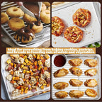 Stainless Steel Baking Sheet with Rack Set, E-far 12.4”x9.7” Cookie Sheet Broiling Pan for Oven, Rimmed Metal Tray with Wire Rack for Cooking/Baking/Cooling/Bacon, Non-toxic & Dishwasher Safe