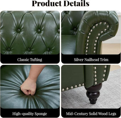 LEVNARY Chesterfield Sofa, 3 Seater Tufted Couch - Image 4