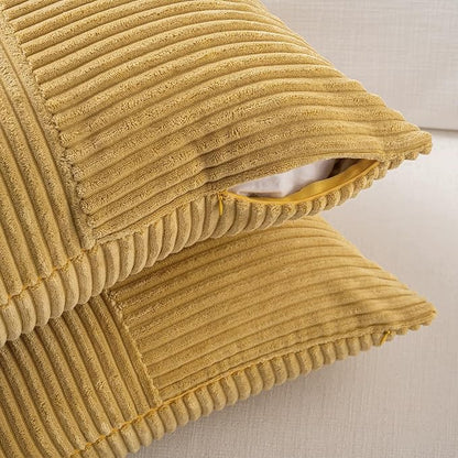 Fancy Homi 2 Packs Mustard Yellow Long Lumbar Decorative Throw Pillow Covers - Image 4