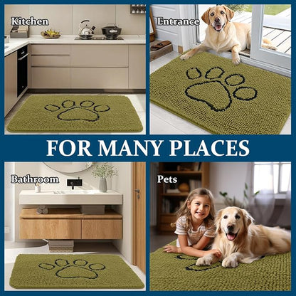 OLANLY Dog Door Mat for Muddy Paws 36x24, Paw Print Design Chenille Mud Mat | - Image 8
