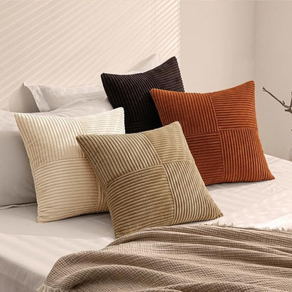 MIULEE Brown Beige Throw Pillow Covers 20x20 Inch Set of 4 Boho Farmhouse - Image 6