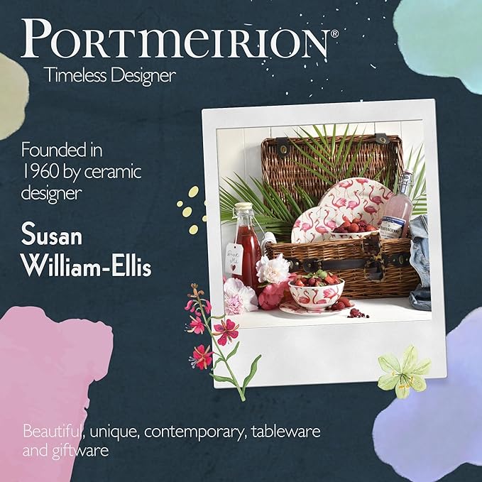 Portmeirion Sara Miller Flamingo Salad Plate, Set of 4 - BPA-Free 8" Melamine Plates Featuring Flamingos for Summer - Dishwasher Safe Dinnerware for Indoor & Outdoor Dining, Shatterproof & Decorative