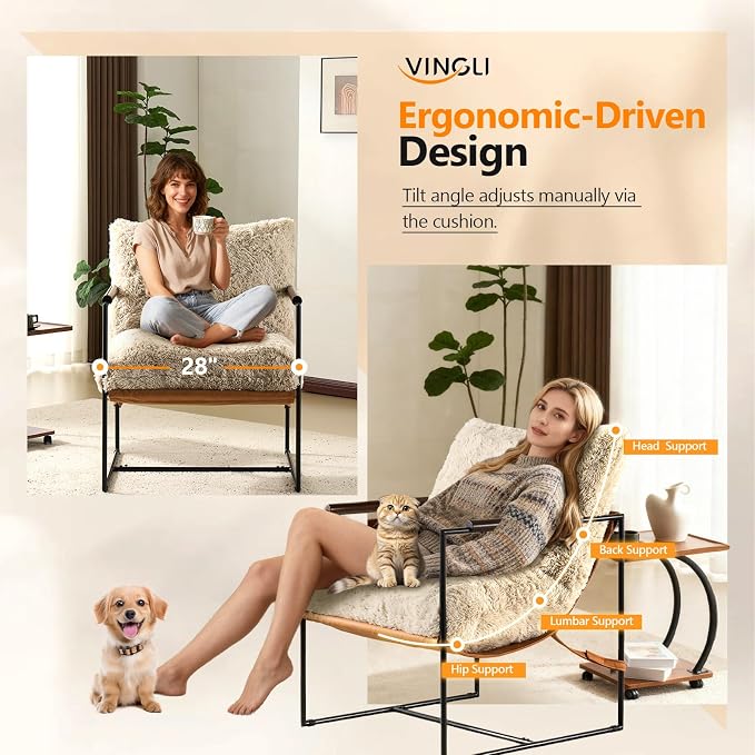 VINGLI 28" Cute Reading Armchair - Image 3