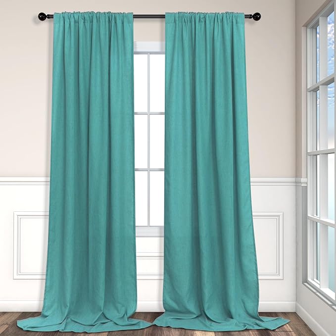 Pitalk Light Filtering Teal Sheer Curtains 108 Inches Long 2 Panels Set - Image 9