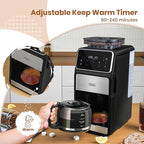Gevi 10 Cup Drip Coffee Maker with Built-in Grinder, Grind ＆ Brew Burr Combo Coffee Machine with Touch Screen, Programmable, 4-Hour Warm Plate, Permanent Filter, Coffee Carafe