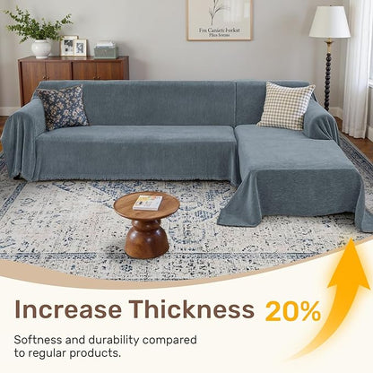 2 Pieces Sectional Couch Covers L Shaped Cover L Dusty Blue | Thick Washable - Image 3