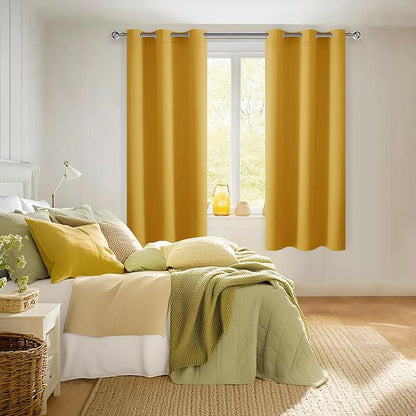 Blackout Curtains for Bedroom, Mustard Yellow 38 x 72 Inch 2 Panels | Light - Image 6