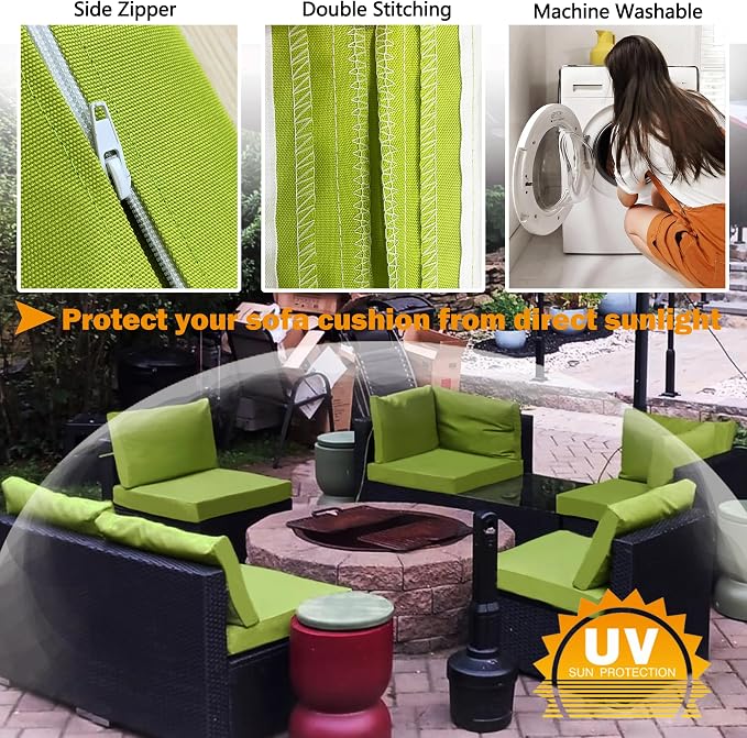 Sqodok Patio Cushion Cover 24x22 inch, Outdoor Seat Cushion Slip Cover - Image 4