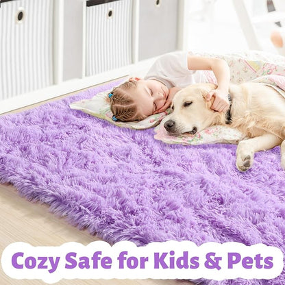 Amdrebio Purple Fluffy Kids Area Rug 4x6 - Image 2