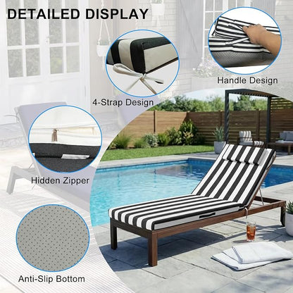 Outdoor Chaise Lounge Cushions, 71x21 Inch Olefin Water & Fade Resistant Pool - Image 2