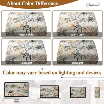 CALBODE 12Pcs Stretch Patio Cushion Cover, Tropical Floral and Leaf Pattern - Image 6