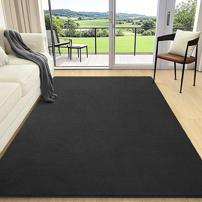 4x6 Area Rugs for Living Room Non Slip Dorm Bedroom Rug, Dark Grey | Modern - Image 2