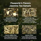 iTeaworld Jasmine Green Tea Loose Leaf Samplers Set, With Different Flowery Aromas, No Sweetener, Sweet After Taste, 4 Different Grades of Jasmine Tea Loose Leaf, 16 Pack/56g