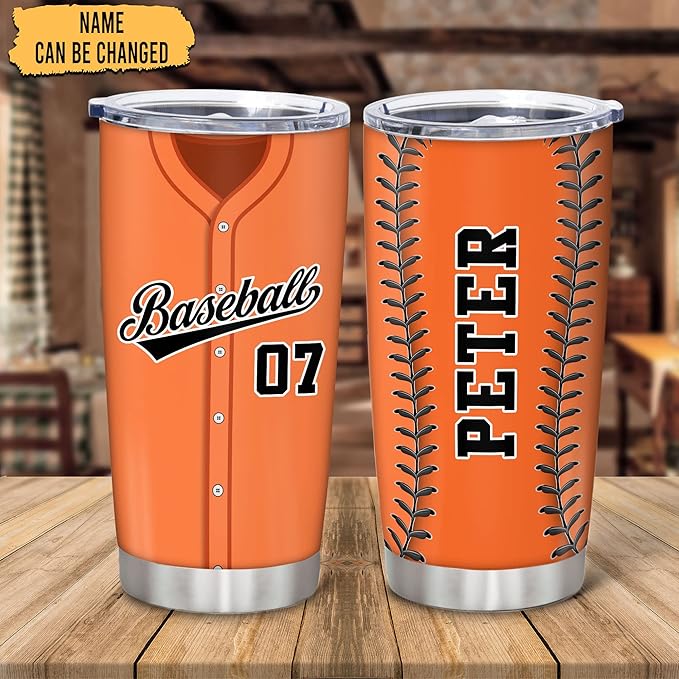 Hyturtle Personalized Baseball Tumbler Baseball Players Design Stainless Steel Double Walled Vacuum Insulated Tumblers 20oz30oz Coffee Travel Mug Cup Christmas Gift For Men Boys Friends Dad Sports Fan