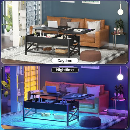 Aheaplus Black Lift-Top Coffee Table - Image 6