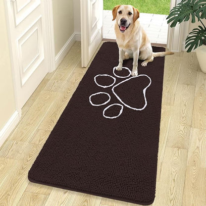 OLANLY Dog Door Mat for Muddy Paws 70x24, Paw Print Design Chenille Mud Mat | by OLANLY