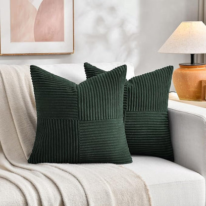 Fancy Homi Set of 2 Dark Green Samll Decorative Throw Pillow Covers 14x14 Inch - Image 4